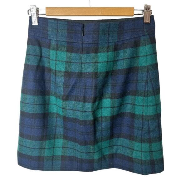 J. Crew Factory Green Plaid Wool Blend Straight Skirt Women's Size 0 NWT - Picture 2 of 4
